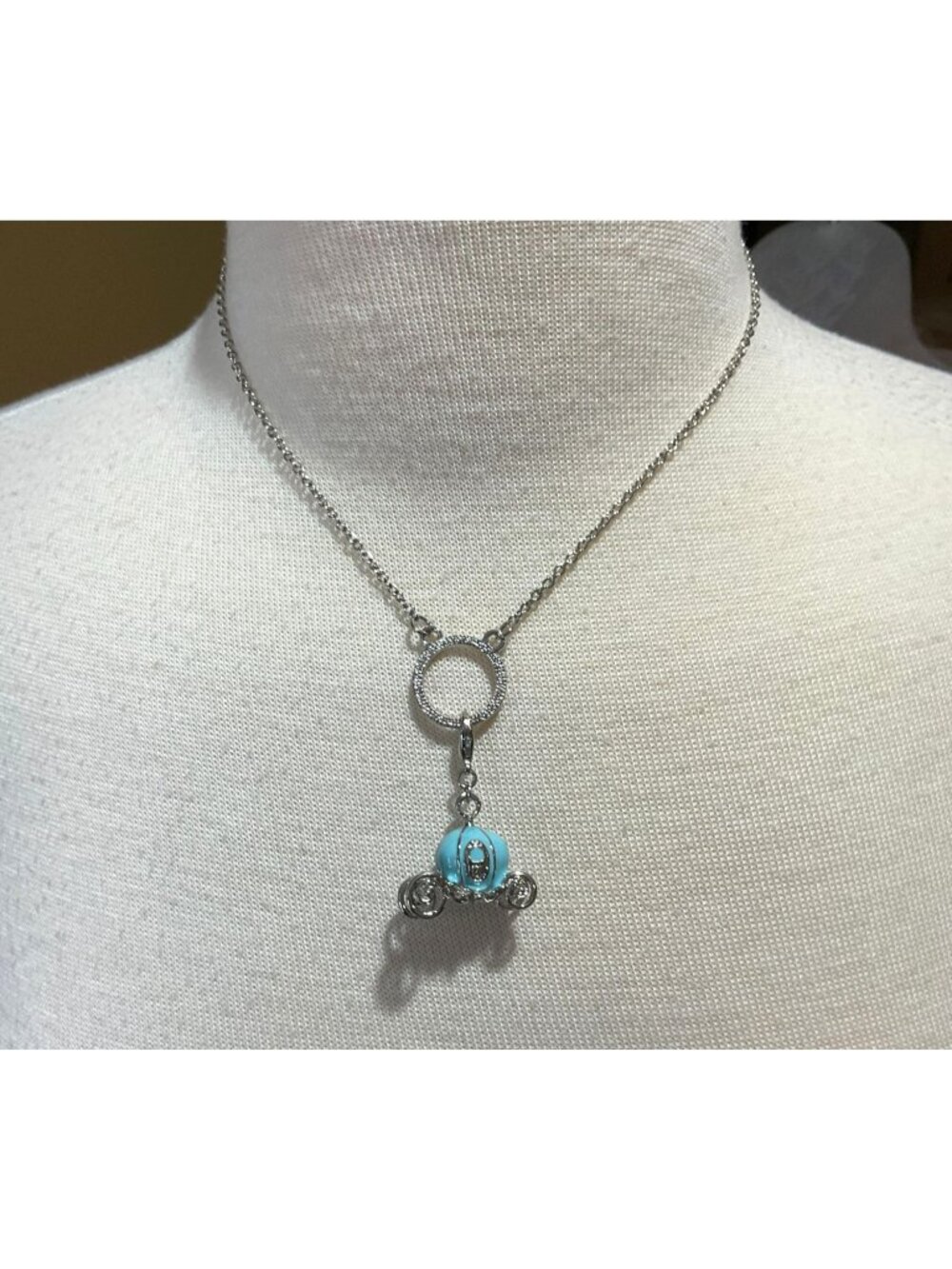Disney Couture Charm Catcher 13 in Necklace + Cinderella Pumpkin Carriage Charm